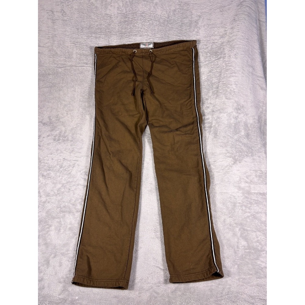 Vtg Hard Tail Pants Forever Womens M Brown Striped Straight Leg Drawstring